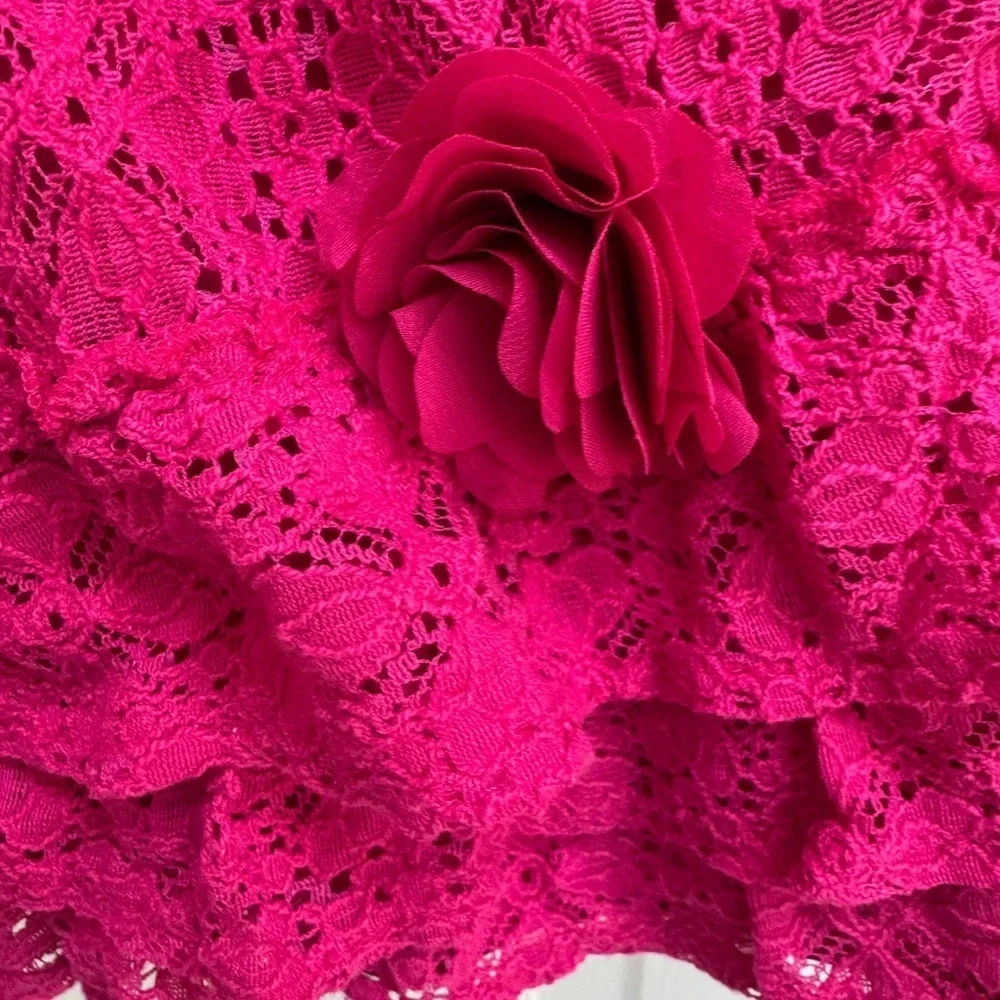 The Children's Place 3T Girls Pink Ruffled Floral Lace Tier Skirt
